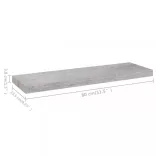 betonszürke MDF lebegő fali polc 80 x 23,5 x 3,8 cm