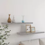 2 db betonszürke MDF lebegő fali polc 80 x 23,5 x 3,8 cm