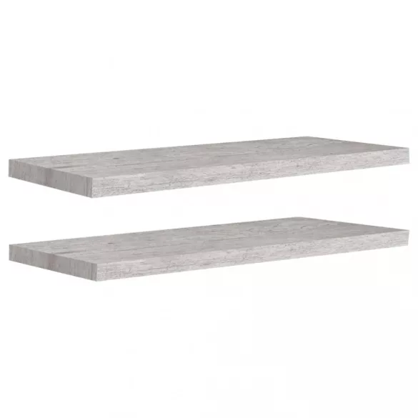 2 db betonszürke MDF lebegő fali polc 80 x 23,5 x 3,8 cm