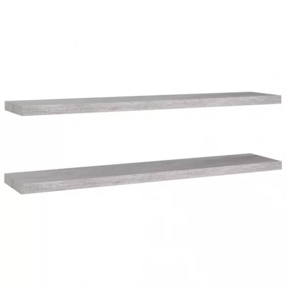 2 db betonszürke MDF lebegő fali polc 120 x 23,5 x 3,8 cm