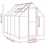 antracitszürke alumínium melegház alapvázzal 224x169x202 cm