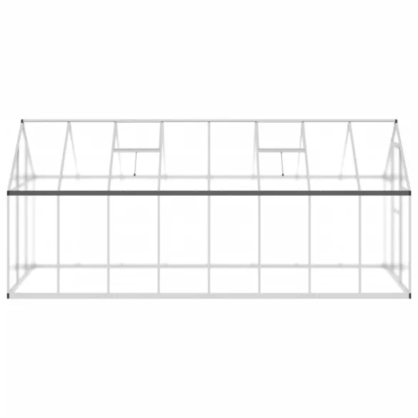 ezüstszínű alumínium melegház alapvázzal 445x169x195 cm