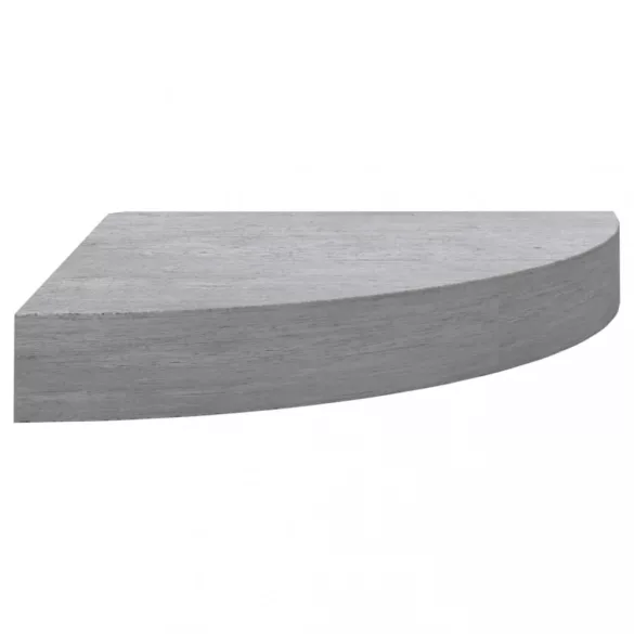 betonszürke MDF fali sarokpolc 25 x 25 x 3,8 cm
