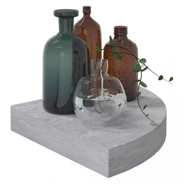 betonszürke MDF fali sarokpolc 25 x 25 x 3,8 cm