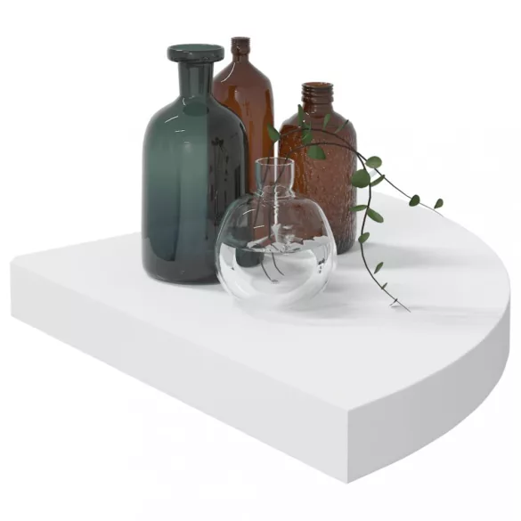 tölgyszínű és fehér MDF fali sarokpolc 35 x 35 x 3,8 cm