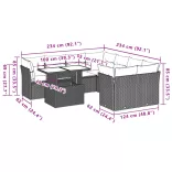 9 részes fekete polyrattan kerti ülőgarnitúra párnákkal