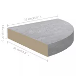 betonszürke MDF fali sarokpolc 35 x 35 x 3,8 cm