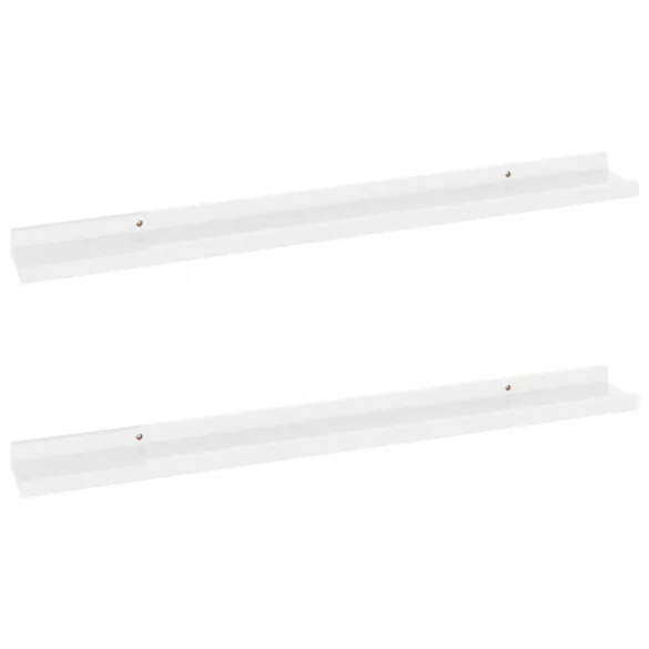 2 db magasfényű fehér fali polc 80 x 9 x 3 cm