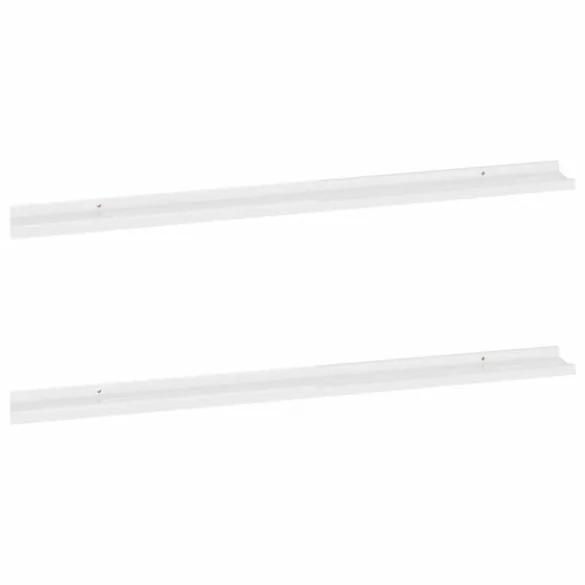 2 db magasfényű fehér fali polc 115 x 9 x 3 cm