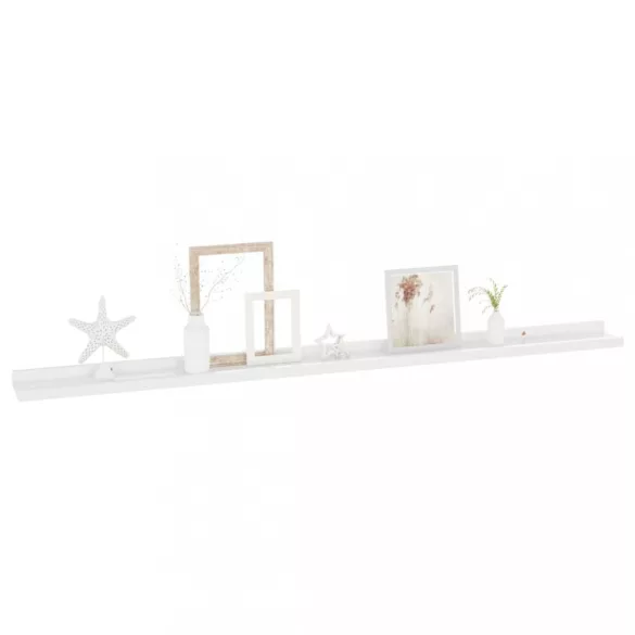 2 db magasfényű fehér fali polc 115 x 9 x 3 cm