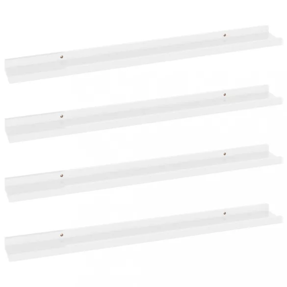 4 db magasfényű fehér fali polc 80 x 9 x 3 cm
