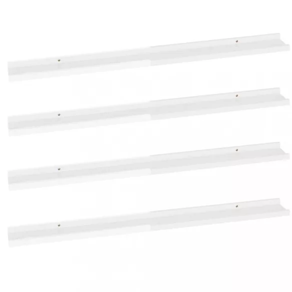 4 db magasfényű fehér fali polc 100 x 9 x 3 cm