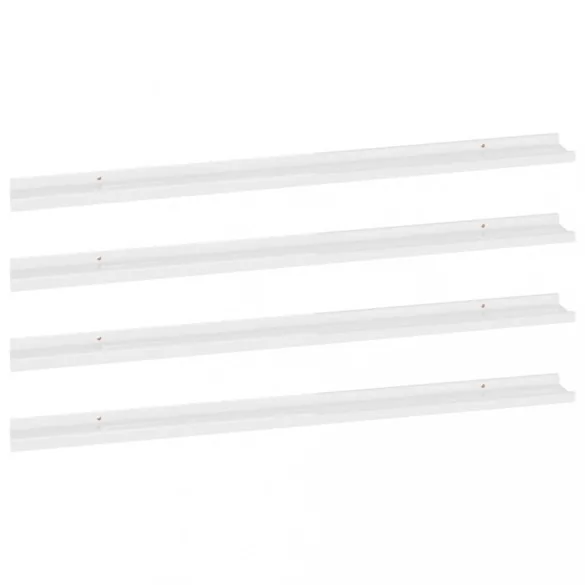 4 db magasfényű fehér fali polc 115 x 9 x 3 cm