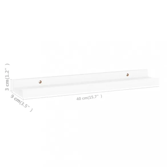 4 db fehér fali polc 40 x 9 x 3 cm