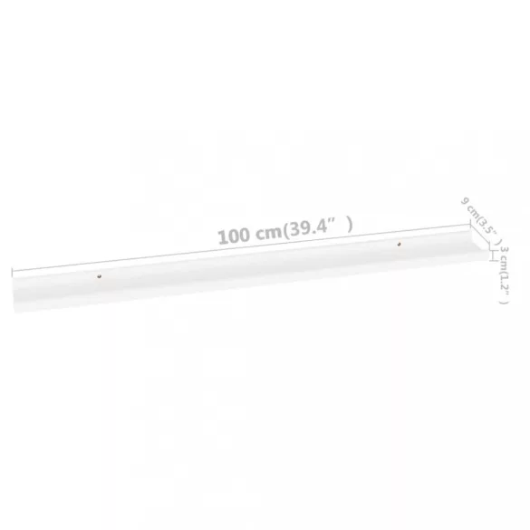 4 db fehér fali polc 100 x 9 x 3 cm