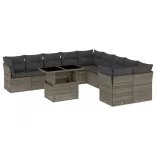 11 részes szürke polyrattan kerti ülőgarnitúra párnákkal