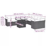 11 részes szürke polyrattan kerti ülőgarnitúra párnákkal