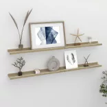 2 db fehér és sonoma tölgy színű fali polc 100 x 9 x 3 cm