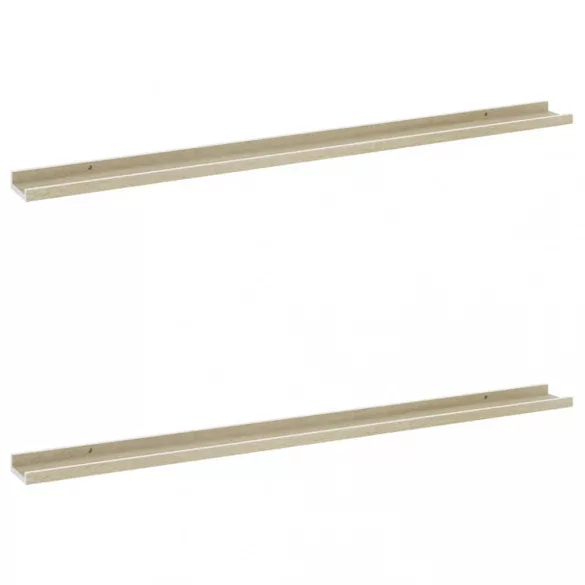 2 db fehér és sonoma tölgy színű fali polc 115 x 9 x 3 cm