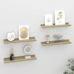   4 db fehér és sonoma tölgy színű fali polc 40 x 9 x 3 cm