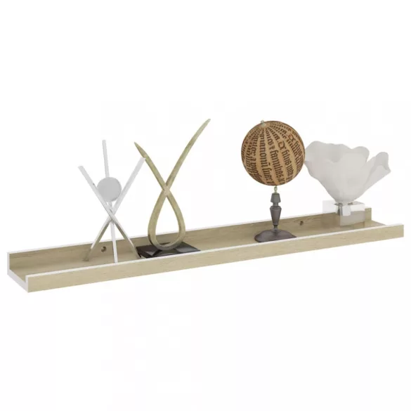 4 db fehér és sonoma tölgy színű fali polc 60 x 9 x 3 cm