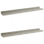 2 db betonszürke fali polc 60 x 9 x 3 cm