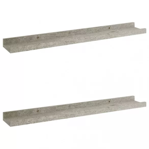 2 db betonszürke fali polc 60 x 9 x 3 cm