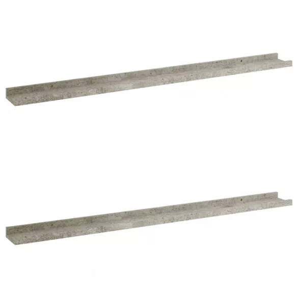 2 db betonszürke fali polc 100 x 9 x 3 cm