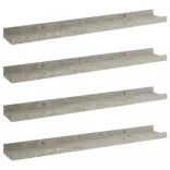 4 db betonszürke fali polc 60 x 9 x 3 cm