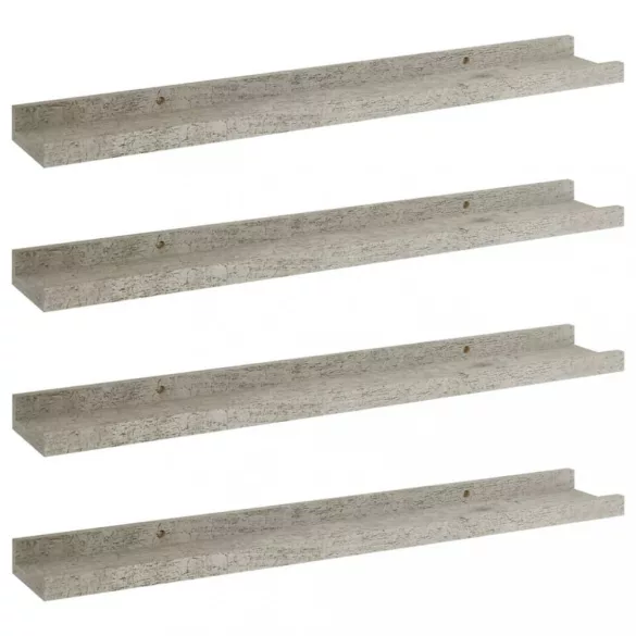 4 db betonszürke fali polc 60 x 9 x 3 cm