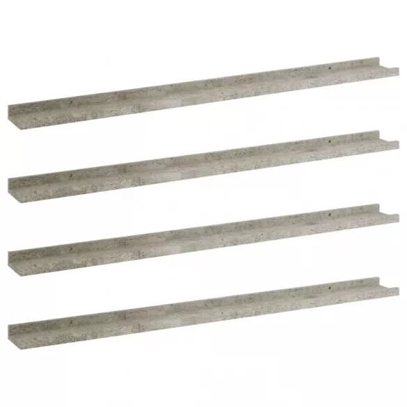 4 db betonszürke fali polc 100 x 9 x 3 cm
