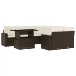 9 részes barna polyrattan kerti ülőgarnitúra párnákkal