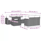 9 részes barna polyrattan kerti ülőgarnitúra párnákkal