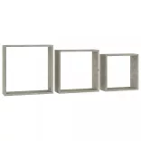 3 db betonszürke fali kockapolc