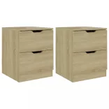 2 db sonoma tölgy színű szerelt fa éjjeliszekrény 40x40x50 cm