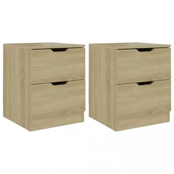 2 db sonoma tölgy színű szerelt fa éjjeliszekrény 40x40x50 cm