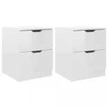 2 db magasfényű fehér szerelt fa éjjeliszekrény 40 x 40 x 50 cm