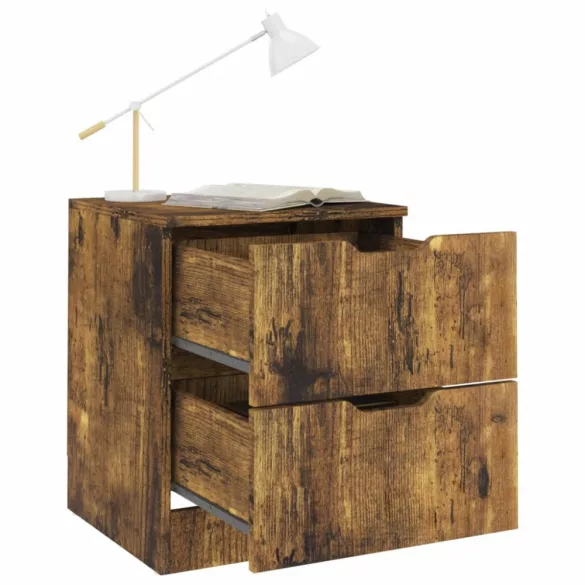 2 db füstös tölgy színű szerelt fa éjjeliszekrény 40x40x50 cm