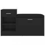 fekete szerelt fa cipőtároló pad 94,5 x 31 x 57 cm