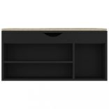 fekete szerelt fa cipőtároló pad párnával 104 x 30 x 49 cm