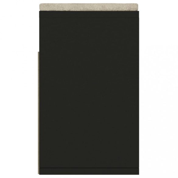 fekete szerelt fa cipőtároló pad párnával 104 x 30 x 49 cm