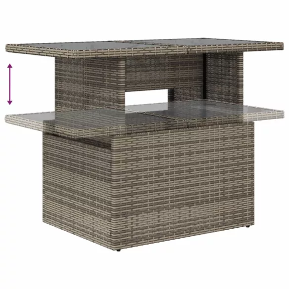 11 részes szürke polyrattan kerti ülőgarnitúra párnákkal