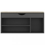 szürke szerelt fa cipőtároló pad párnával 104 x 30 x 49 cm