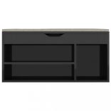 magasfényű fekete cipőtároló pad párnával 104 x 30 x 49 cm