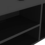 magasfényű fekete cipőtároló pad párnával 104 x 30 x 49 cm