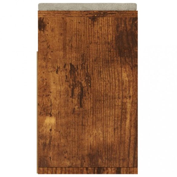 füstölt tölgy színű cipőtároló pad párnával 104 x 30 x 49 cm