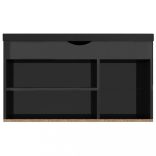 magasfényű fekete cipőtároló pad párnával 80 x 30 x 47 cm