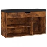 füstös tölgy szerelt fa cipőtároló pad párnával 80 x 30 x 47 cm