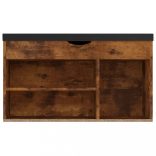 füstös tölgy szerelt fa cipőtároló pad párnával 80 x 30 x 47 cm