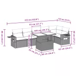 7 részes szürke polyrattan kerti ülőgarnitúra párnákkal